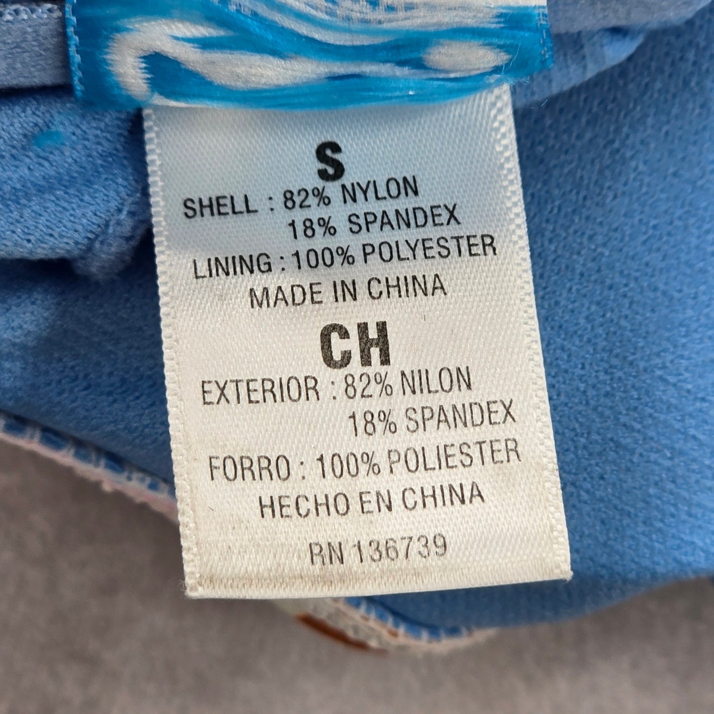 California Waves White Blue Stripes Swimsuit Bikini Padded Swimwear Top Small