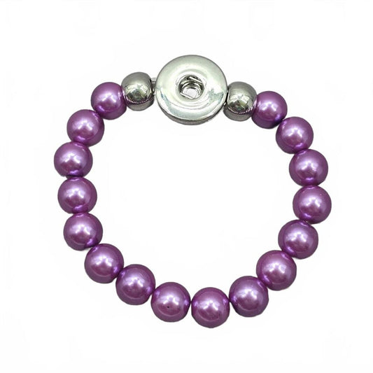 Purple Silver Circle Charm Bead Elastic Stretch Bracelet Fashion Jewelry JB1-10