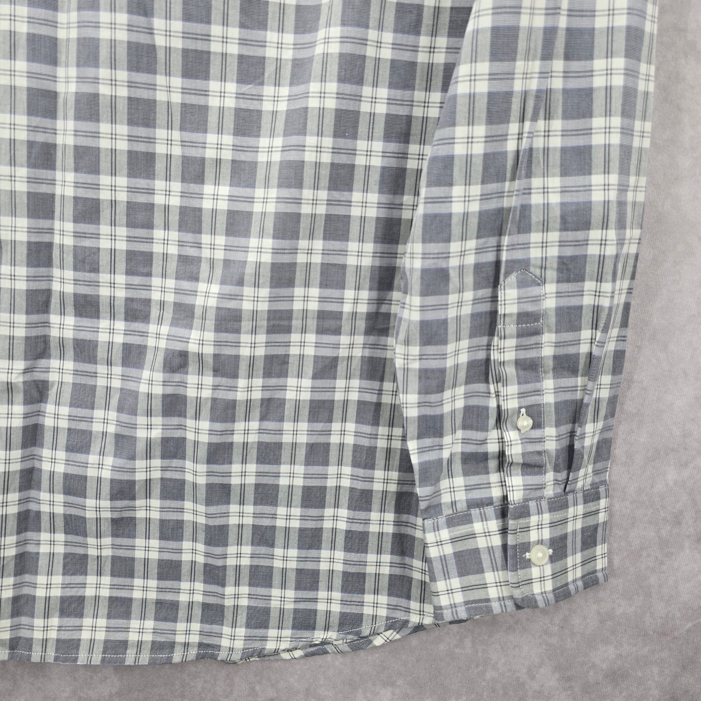 Gap Slim Fit Gray Plaid Long Sleeve Casual Work Mens Button Down Dress Shirt XL