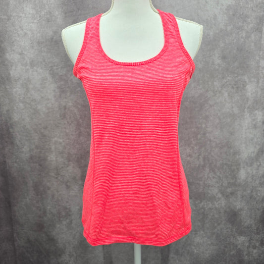 Danskin Now Pink Semi Fitted Stripe Activewear Racerback Tank Top Small