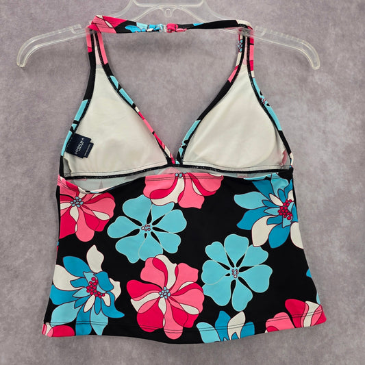 Sonoma Black Floral Halter Padded Swimwear Tankini Tank Top Medium M 10