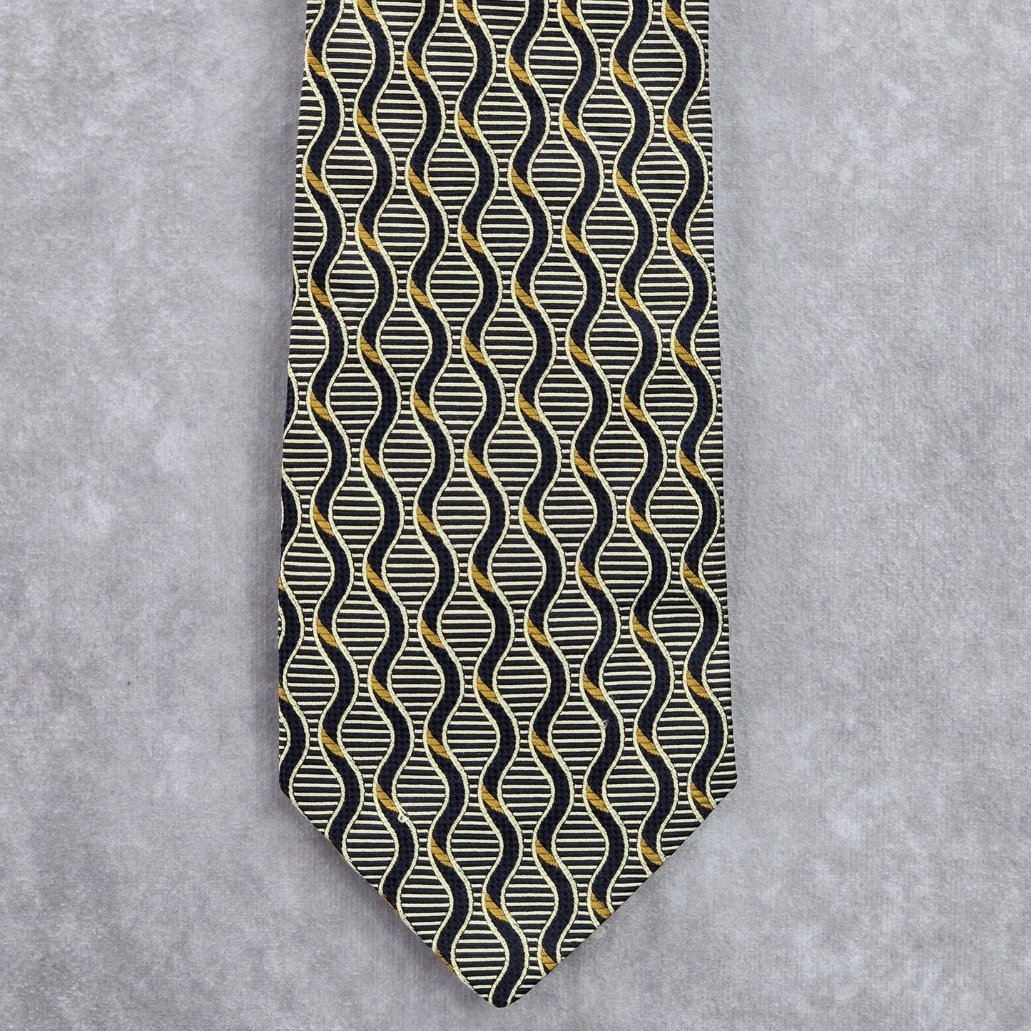 Harrods Knightsbridge Black Gold Repp Geometric 100% Silk Men's Neck Tie NWOT