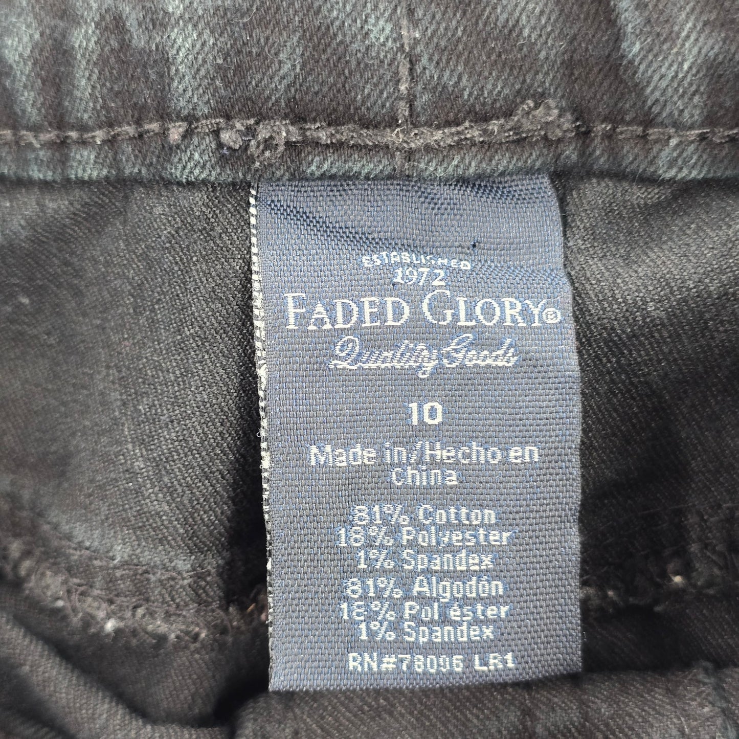 Faded Glory Black Skinny Pullon Jeggings Straight Cotton Stretch M Medium 10