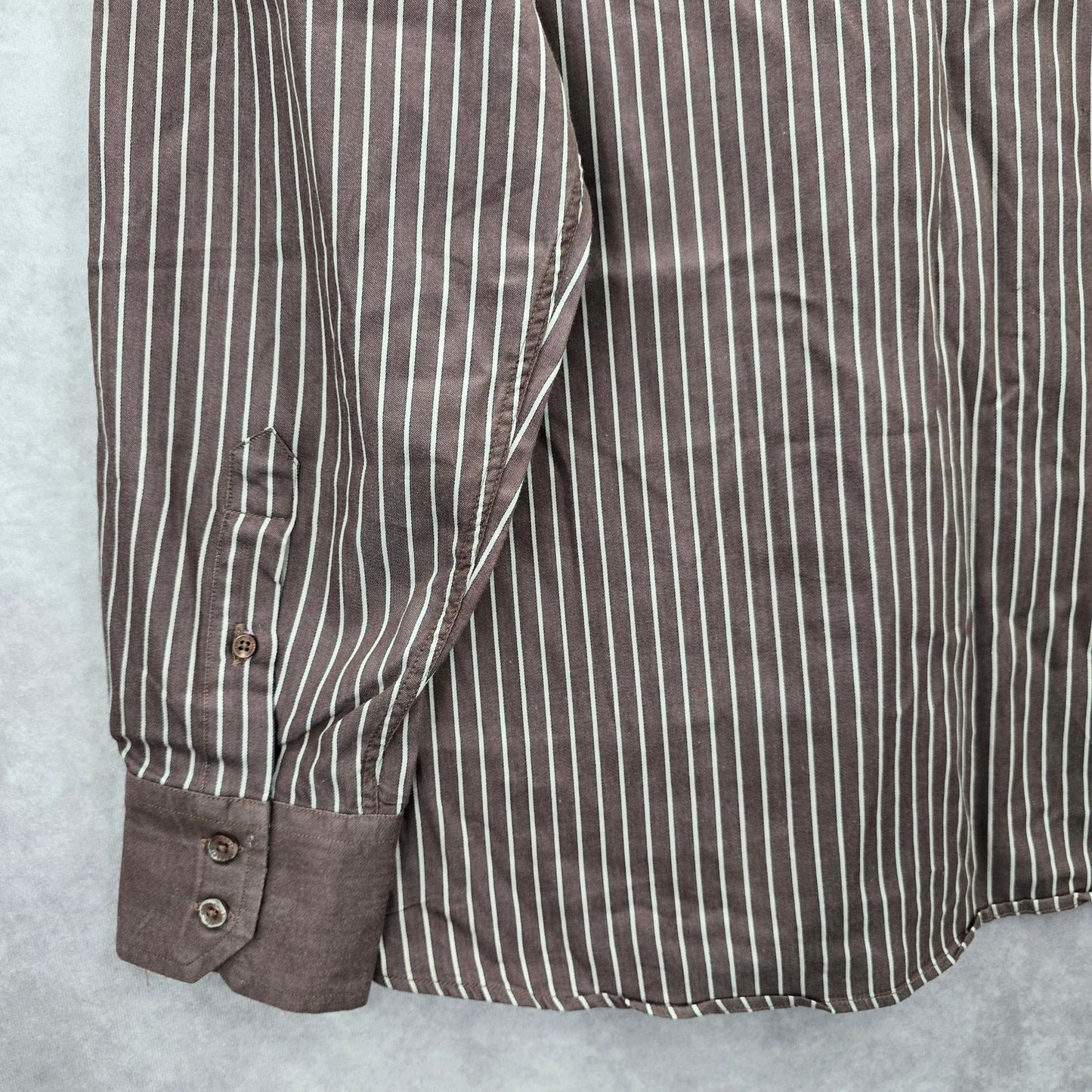 Artisti Italiani Brown Stripe Mens Cotton Button Down Long Sleeve Shirt XXL 43