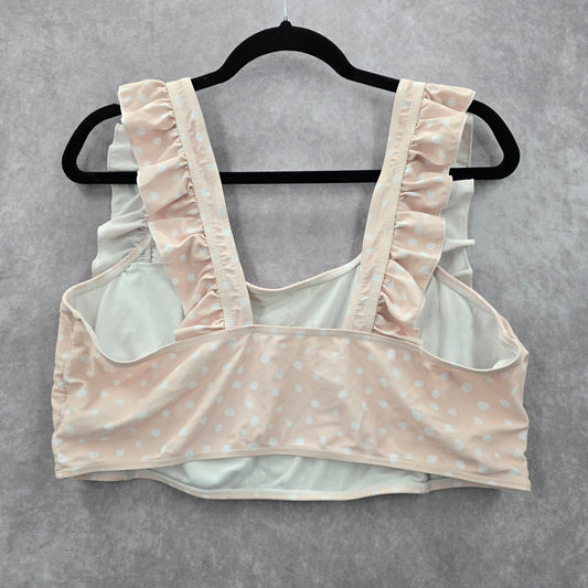 Shein Pink Polka Dot Ruffle Bikini Boho Retro Pullover Top Swimwear Plus 3XL
