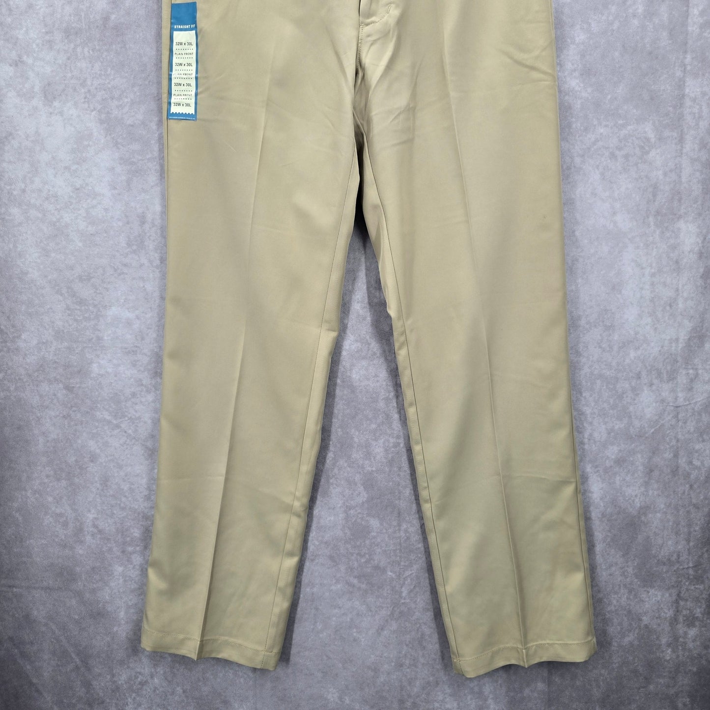 Haggar Tan Performance Microfiber Slacks Dress Pants Plain Straight Fit 32Wx30L