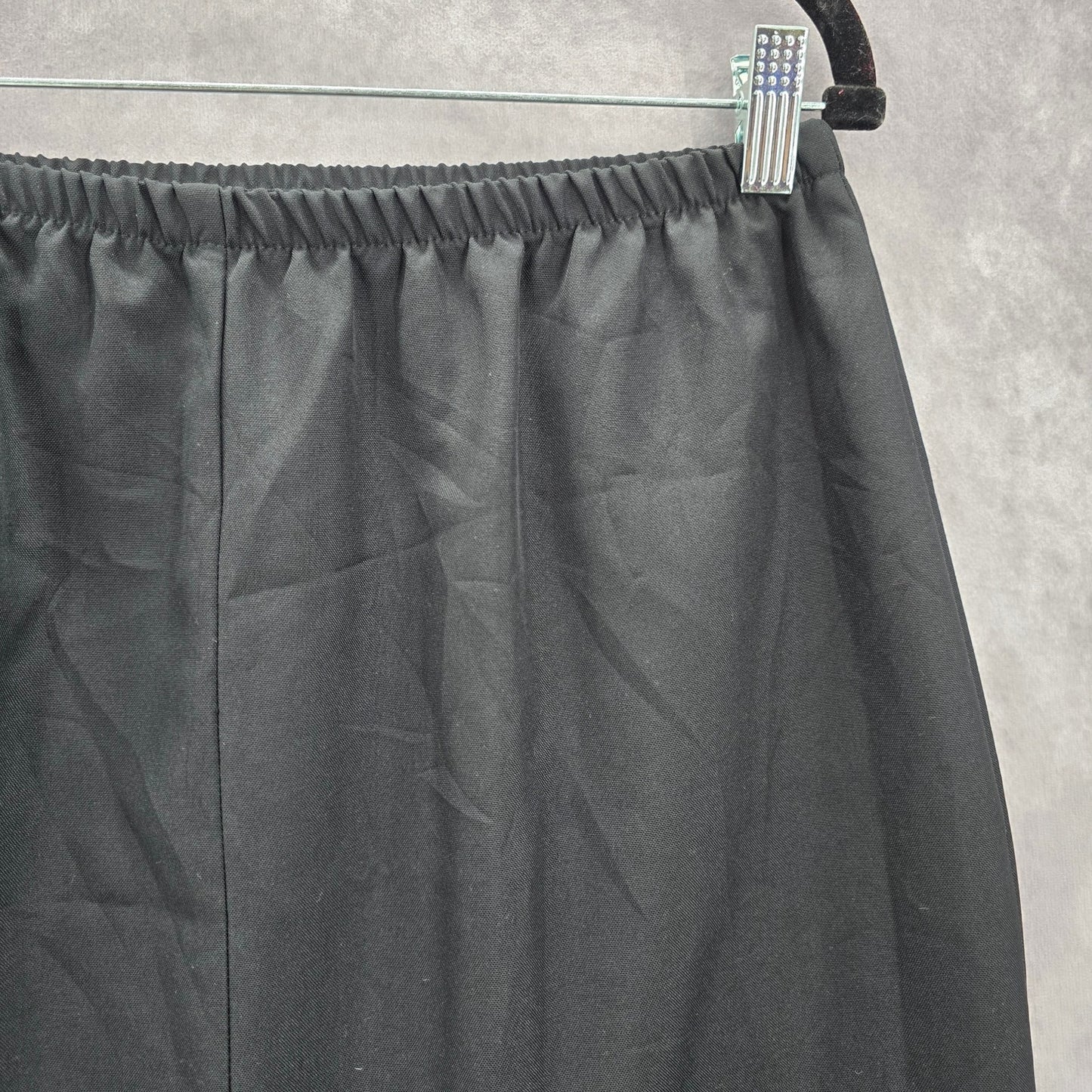 Black Pull On Knee Length Elastic Office Corporate Church Classic Skirt Size 14