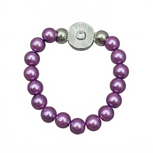 Purple Silver Circle Charm Bead Elastic Stretch Bracelet Fashion Jewelry JB1-10