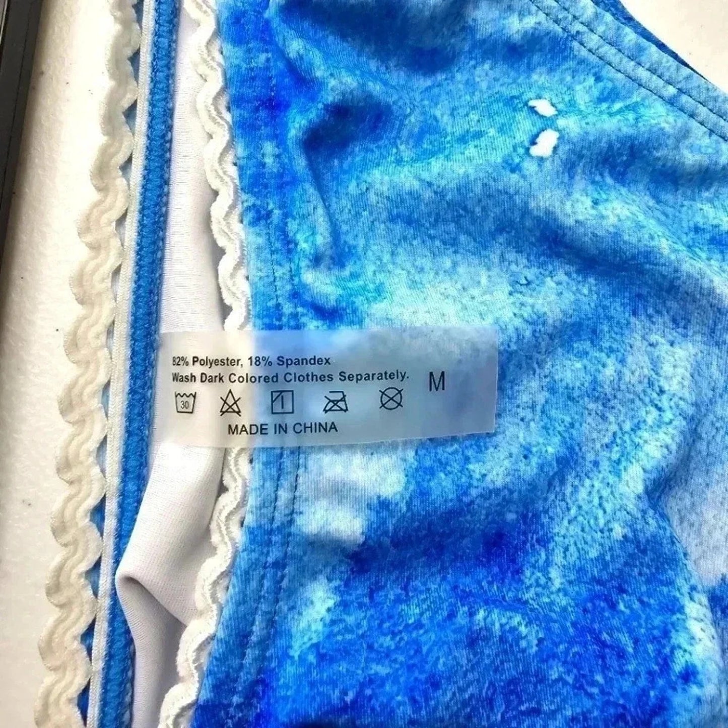 Shein Blue Lace Trim Bikini Bottoms Swimwear Medium