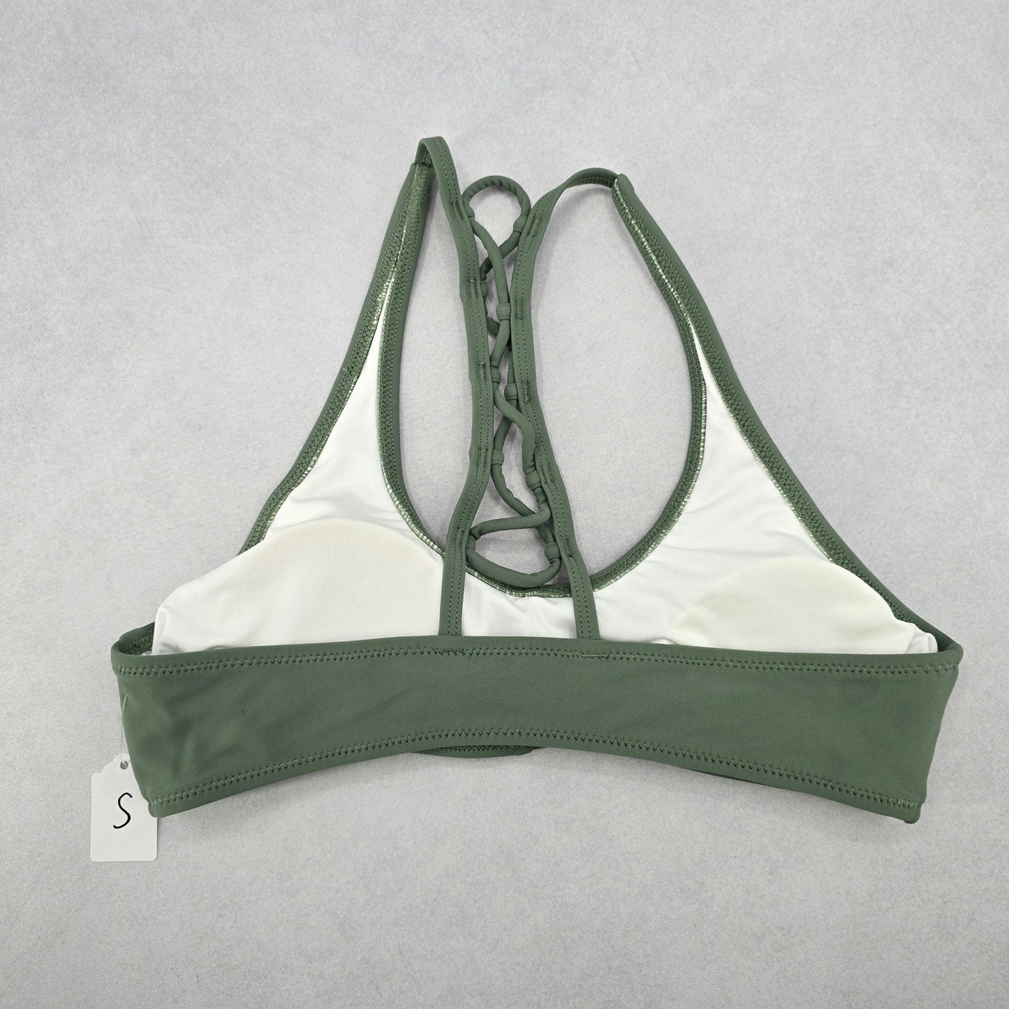 Green Crisscross Sports Bra Beach Padded Bikini Bralette Swim Top S Small