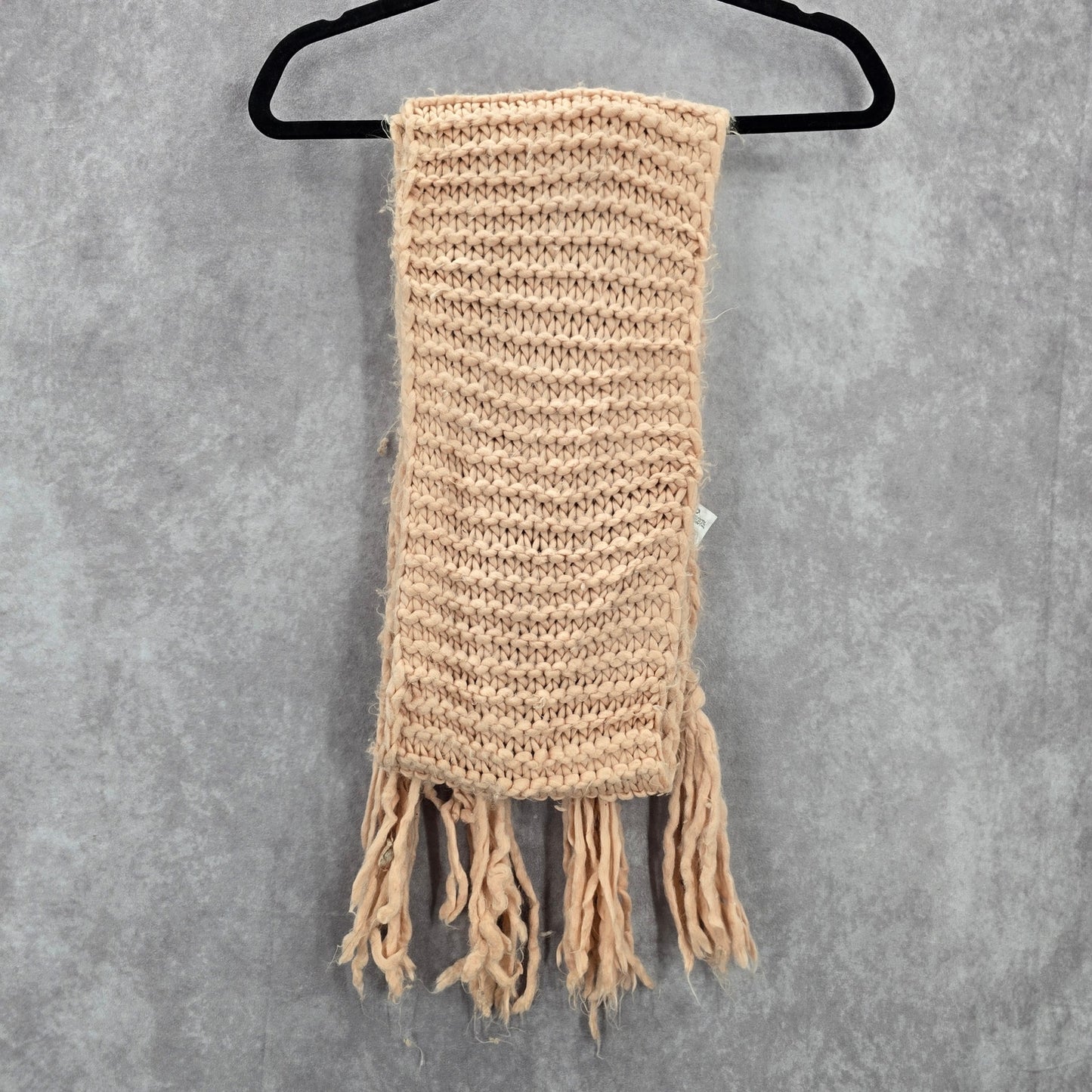 Pink Chunky Fringe Cable Knit Weave Long Scarves Wrap Scarf