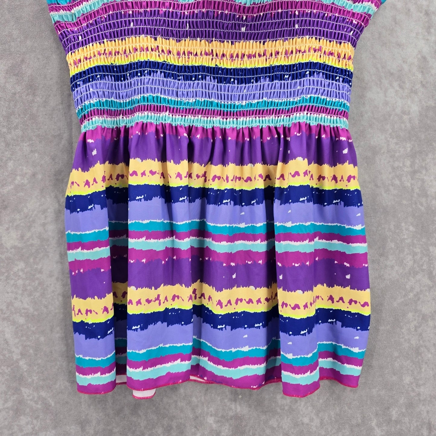 Purple Stripe Smock Halter Padded Swimwear Swimsuit Tankini Tank Top Extra Large
