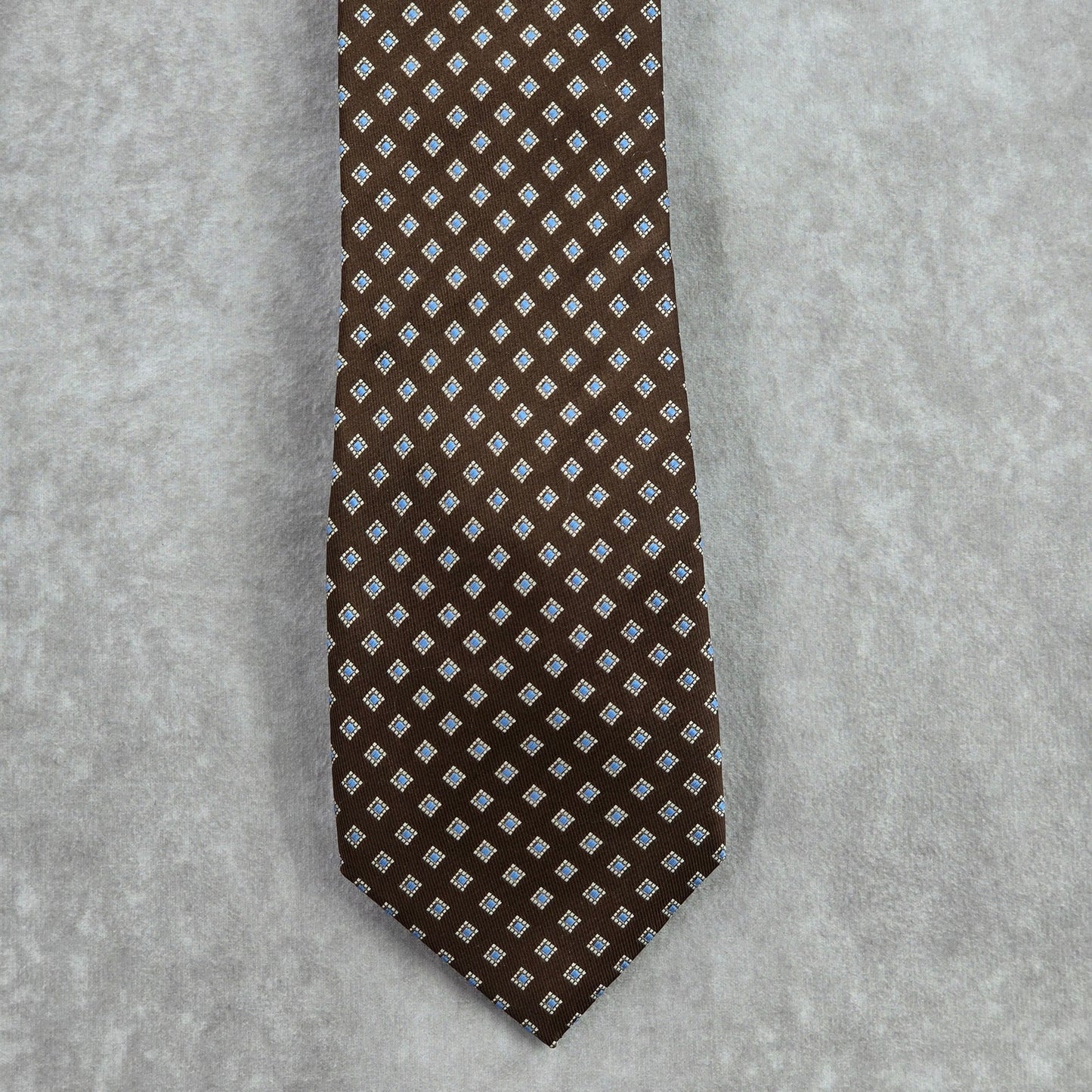 Beau Brummel Brown Diamond Polka Dot Geometric Executive Silk Neck Tie Men's