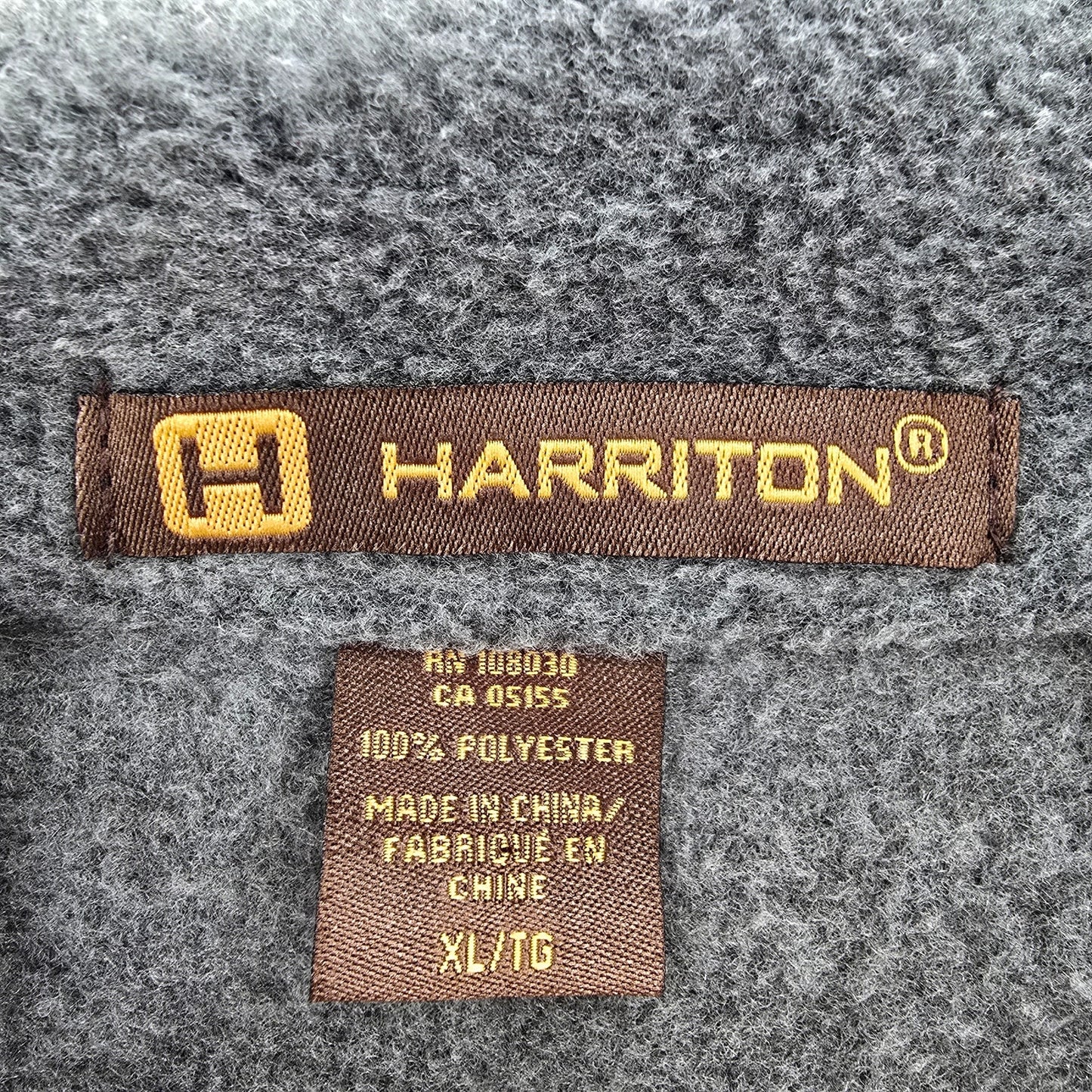 Harriton Gray Full Zip Mock Neck Fleece Sweater Coat Jacket XL Extra Large