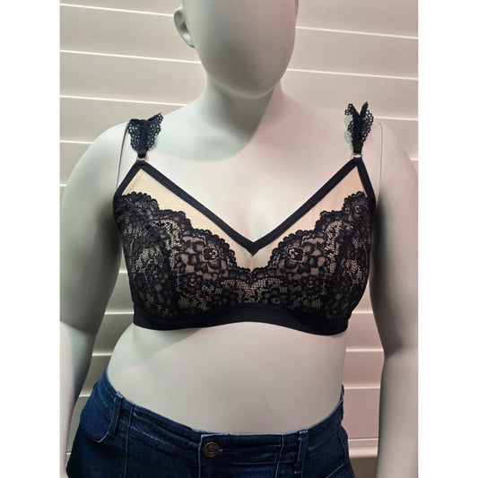Torrid Black Lace Floral Fairy Bridal Cottage Core Bralette Plus Size 2X