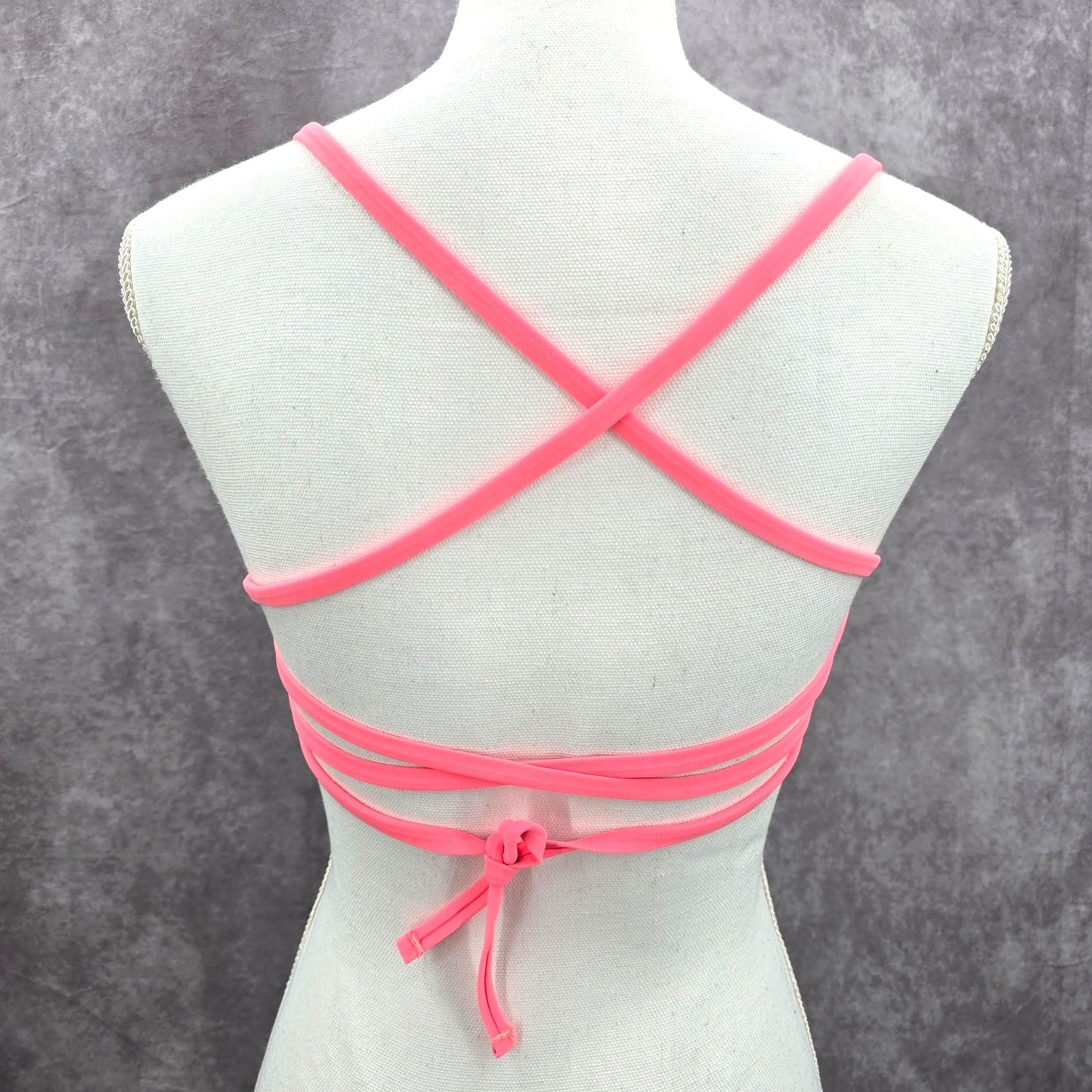 Xhilaration Black White Pink Padded String Adjustable Bikini Top Swimwear Medium