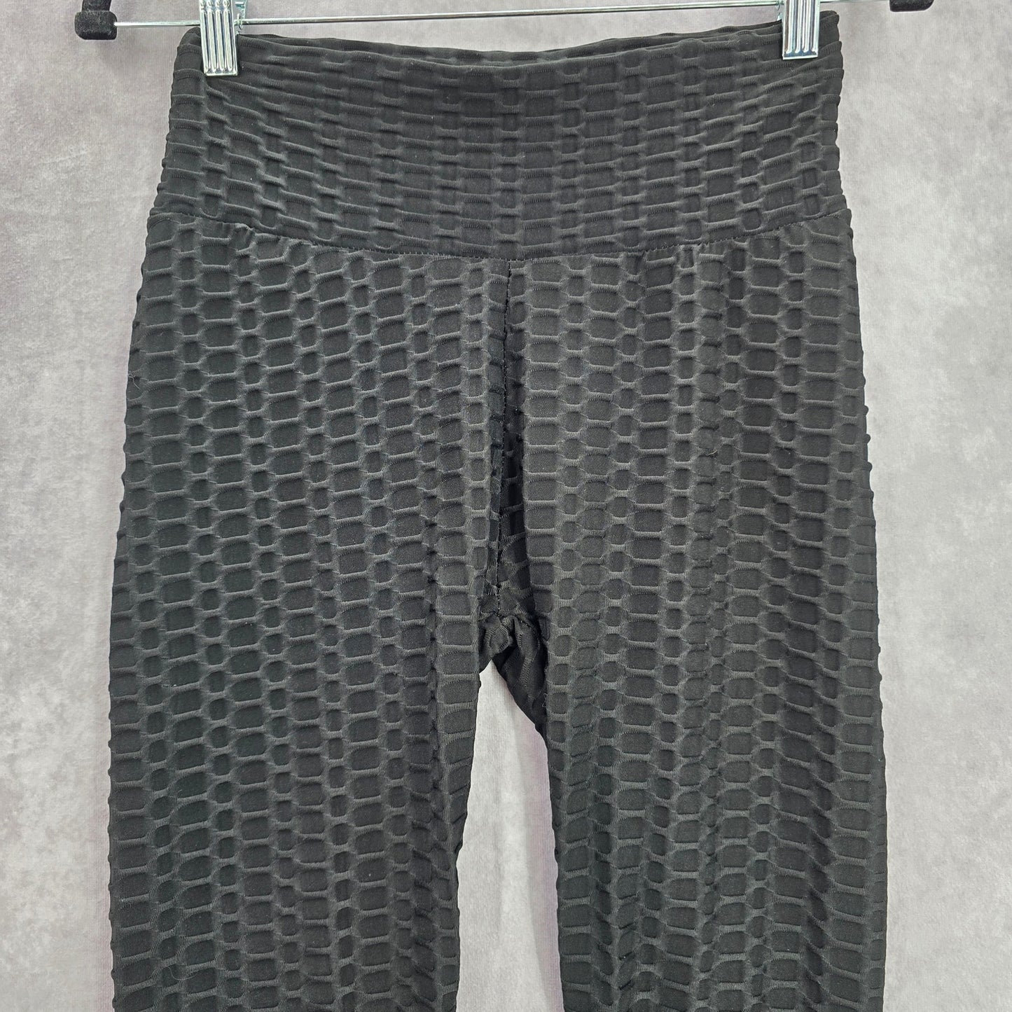 Black Honeycomb Scrunch Activewear Legging Yoga Pants Bottoms Small