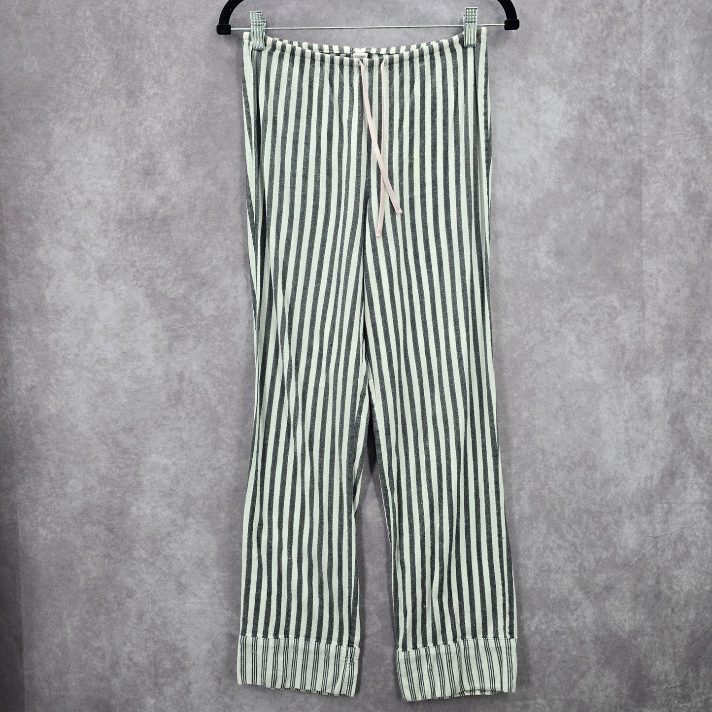 Victoria Secrets Gray White Striped Top Pant Pajama Set Extra Small XS