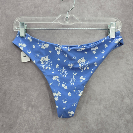 Zaful Purple Floral Print Bikini Cheeky Thong High Leg Bottom Swimwear Medium