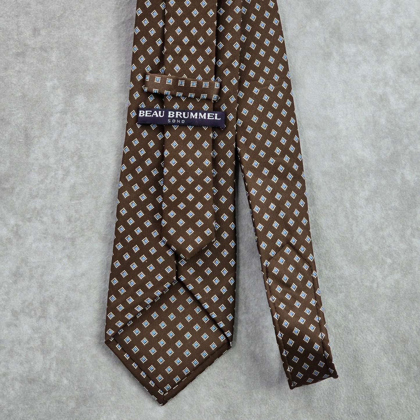 Beau Brummel Brown Diamond Polka Dot Geometric Executive Silk Neck Tie Men's
