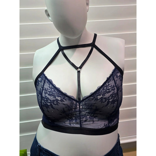 Torrid Purple Lace Floral Fairy Sheer Straps Bralette Plus Size 2X