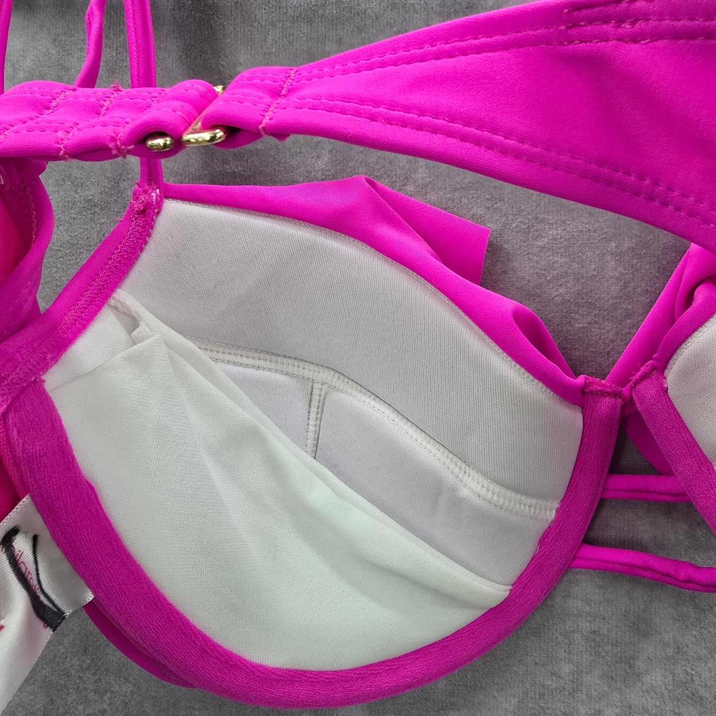 Xhilaration Pink Ruffle Padded Adjustable Wired Bikini Top Swimwear Medium