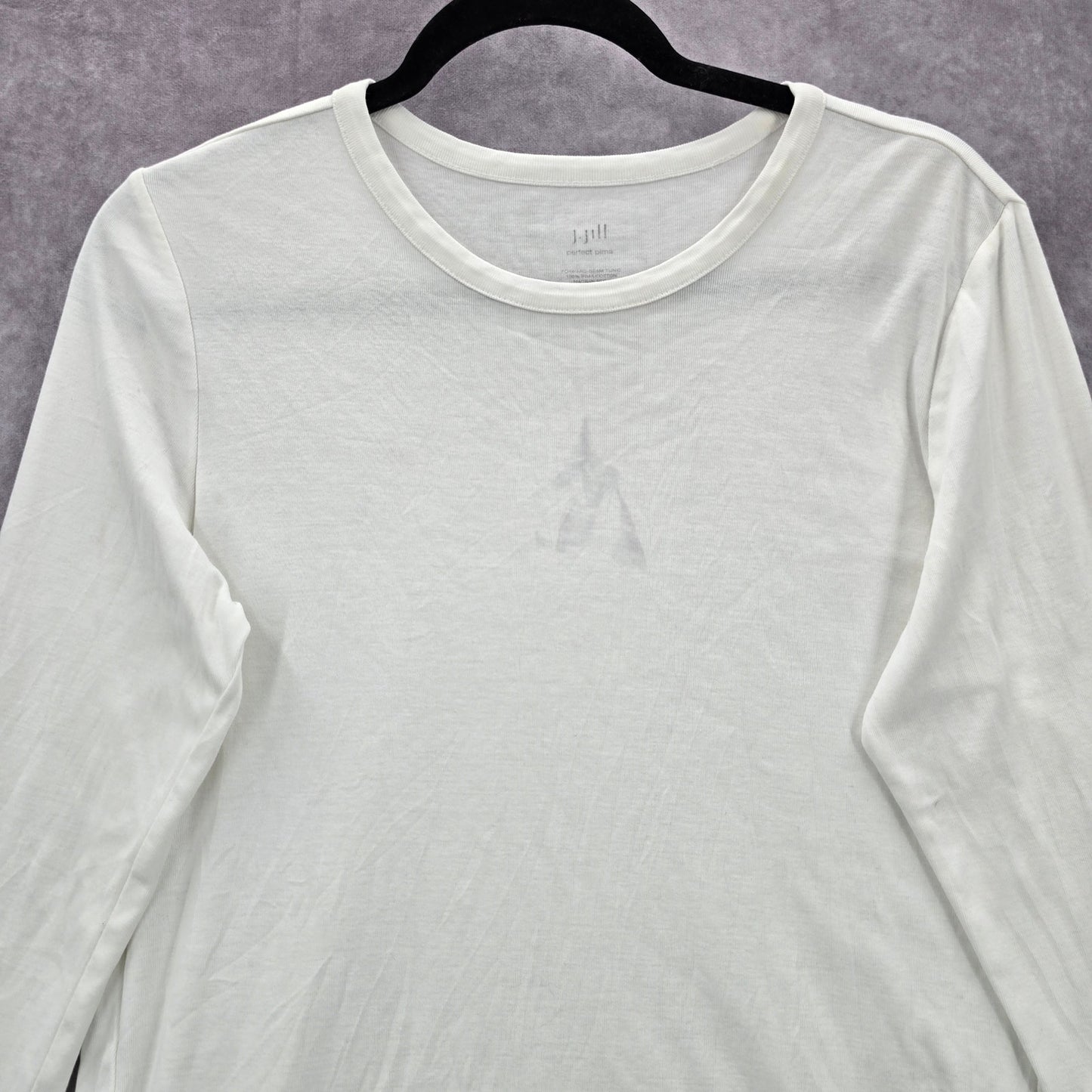 J Jill White Long Sleeve Pima Cotton Tall Slit Top Shirt Blouse Medium