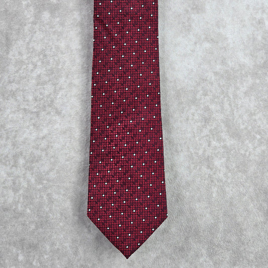Murano Red Black Gray Polka Dot Geometric Executive Silk Neck Tie Men's