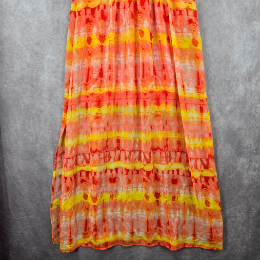 Calvin Klein Orange Sleeveless Maxi Long Slit Dress Extra Small XS