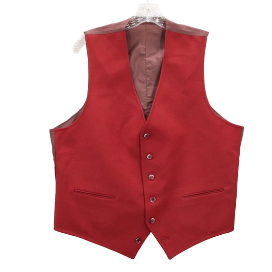 Red 5 Button 2 Welt Pocket Waistcoat Formal Preppy Tuxedo Suit Vest Large 44R