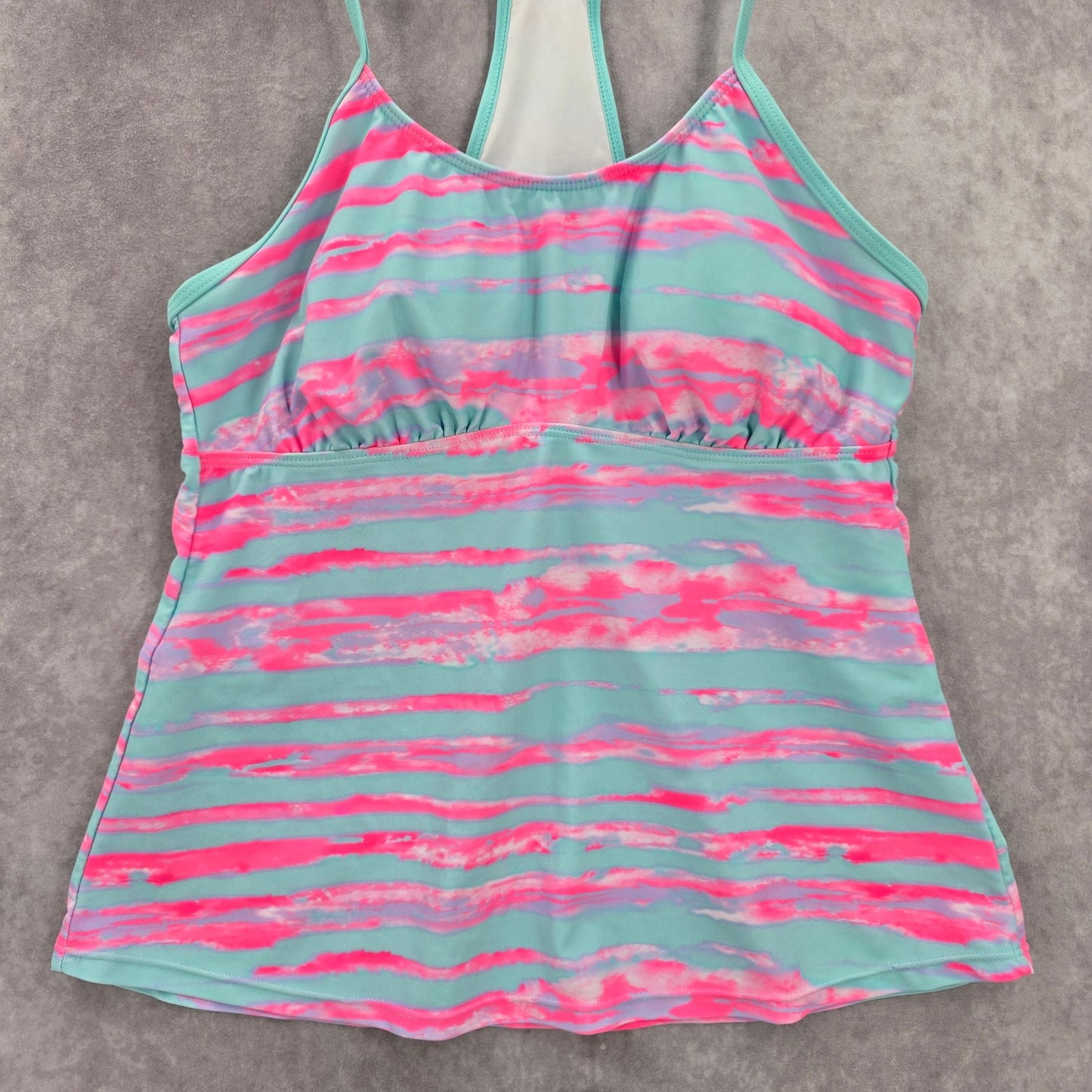 Pink Blue Print Racerback Padded Swimwear Tankini Tank Top Small S