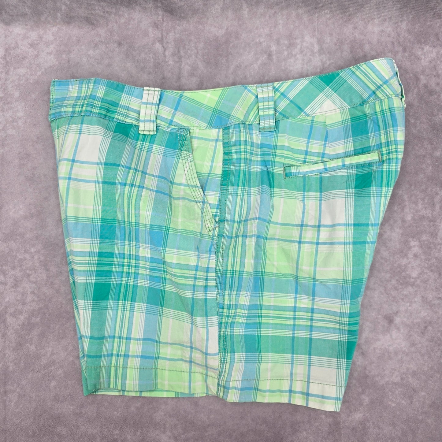 St Johns Bay Blue Plaid Bermuda Stretch Bottoms Pants Shorts Cotton 14