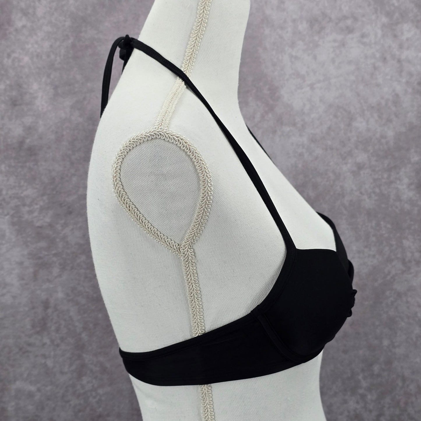 Aerie Black Padded Halter Knot String Brooke Bra Bikini Top 32B