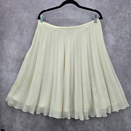 Preston & York Vintage Cream Pleat Flare Knee Length Short Skirt Plus 14
