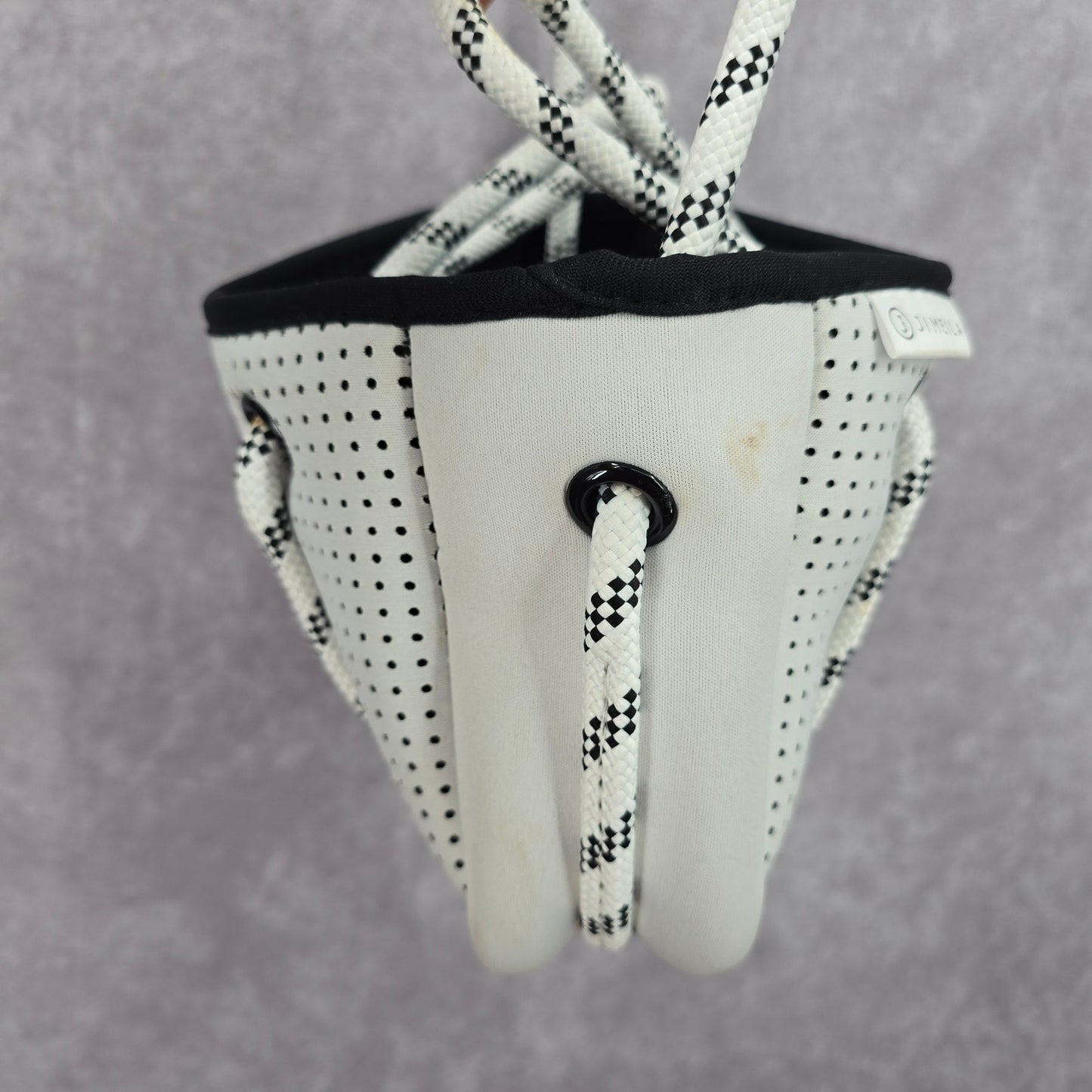 Jimelia White Black Neoprene Rope Small Crossbody With Zipper Pouch
