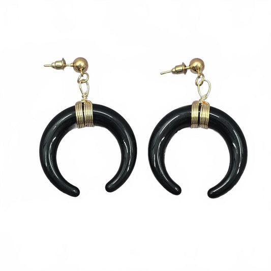 Black Gold Half Circle Crescent Western Moon Earrings Fashion Jewelry JB1-09