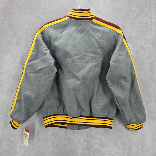 OshKosh B'gosh Gray Stripe Quilt VTG Varsity Track Field Bomber Coat Jacket L 12