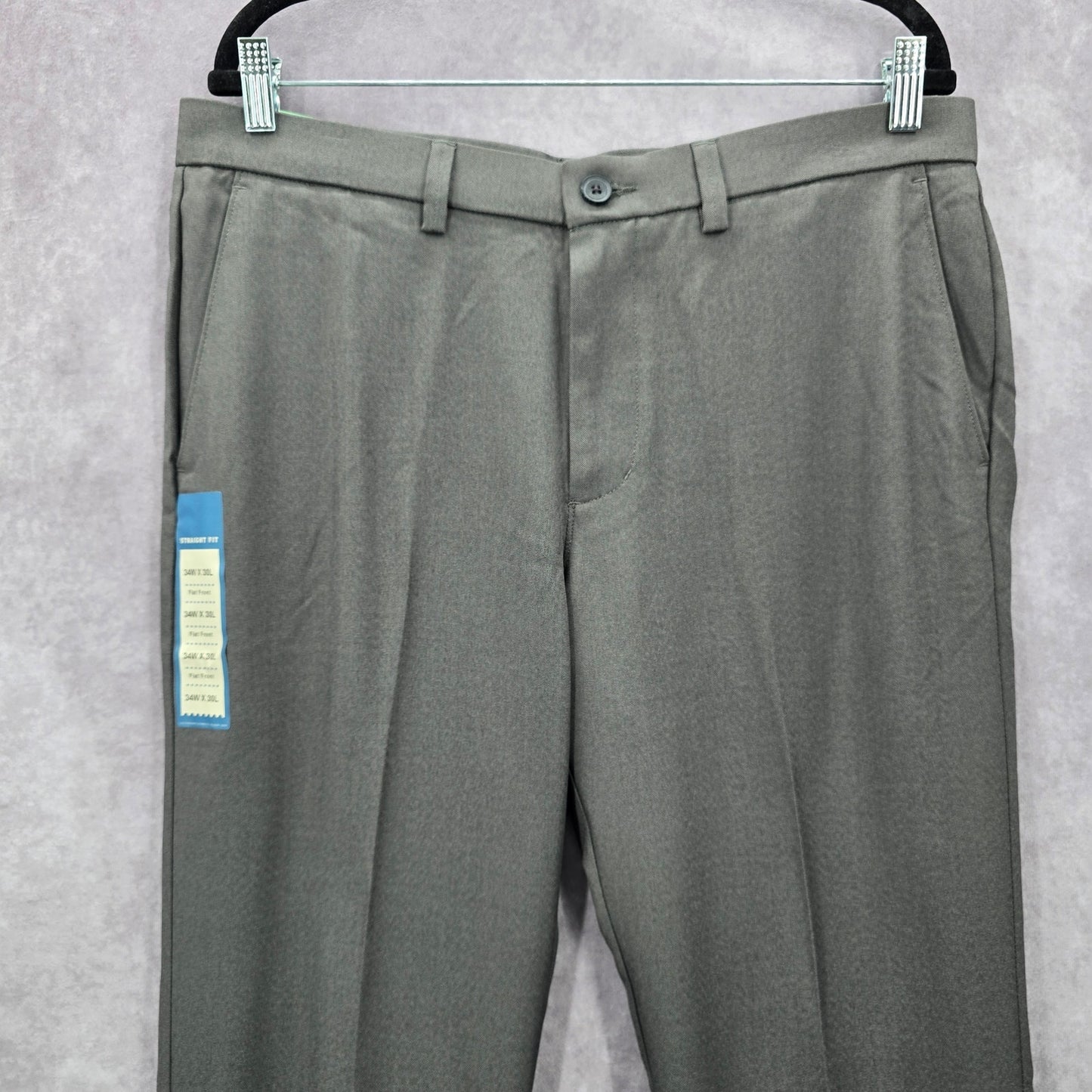 Haggar Graphite Gray Melange Performance Pants Bottoms Straight Fit 34Wx30L