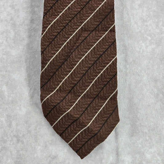 Joseph Abboud Brown Stripe 100% Silk Executive Corporate Italy Men's Neck Tie