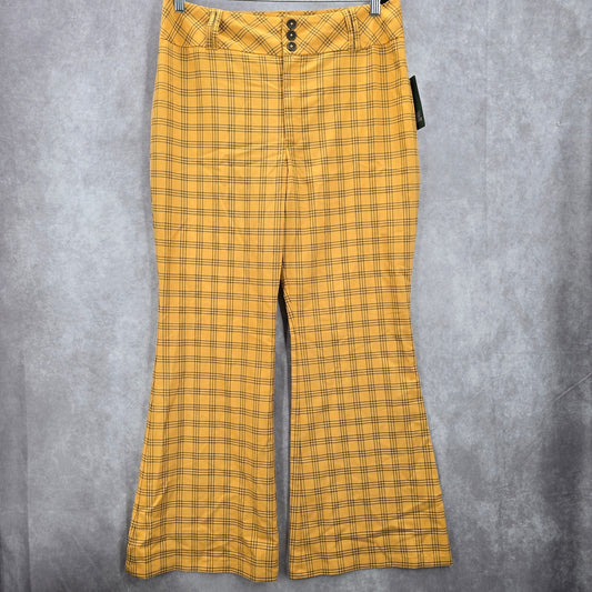 Wild Fable Yellow Plaid Straight Boho Flare Wide Leg Dress Bottom Pants Plus 16