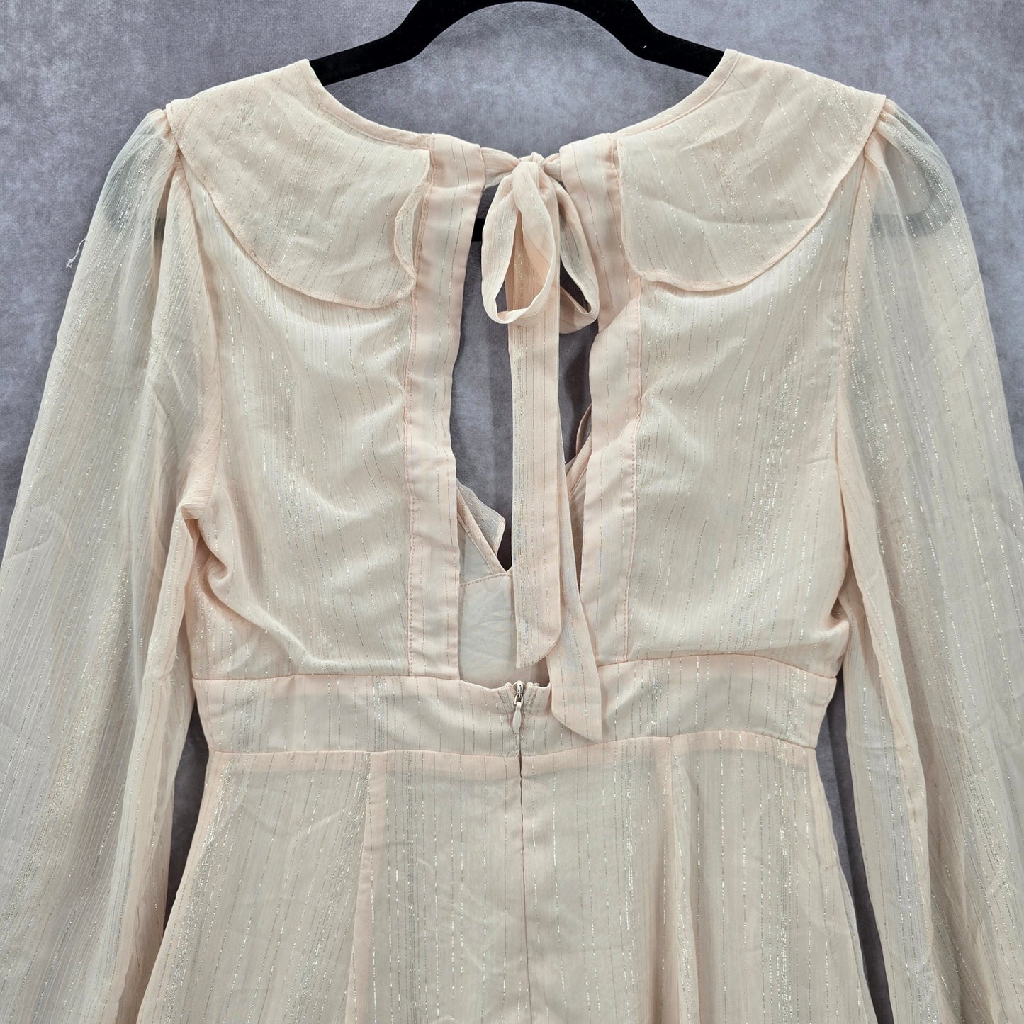 Lush Cream Long Sleeve Flare Ruffle Cutout Tie Cottage Fairy Dress Small