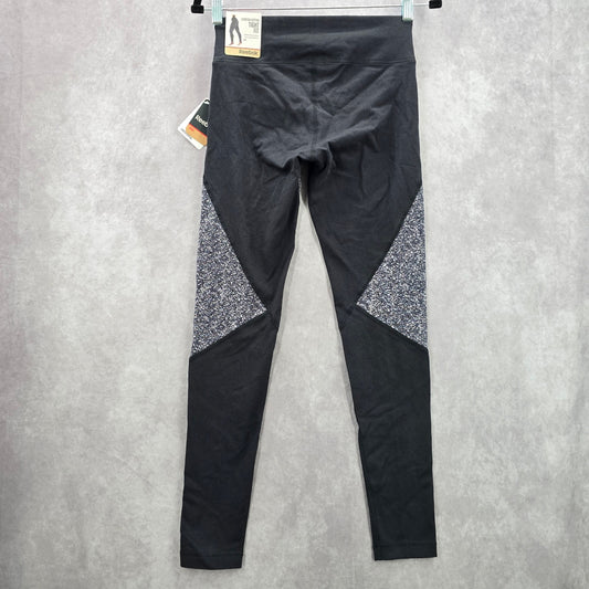 Reebok Gray Black Stretch Cotton Tight Fit Active Leggings Pants Bottoms Small