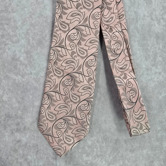 Alfani Pink Gray Floral Paisley Executive Corporate 100% Silk Men's Neck Tie