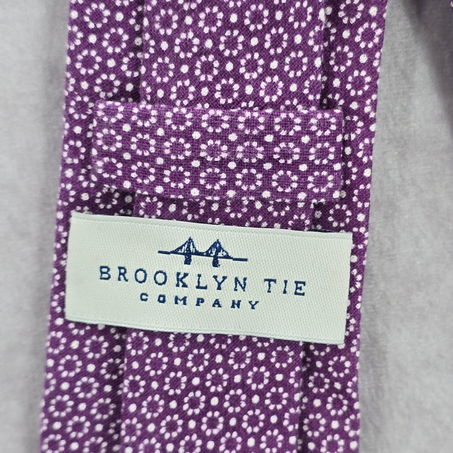 Brooklyn Tie Company Purple Floral Dot Geometric 100% Cotton Men Neck Tie