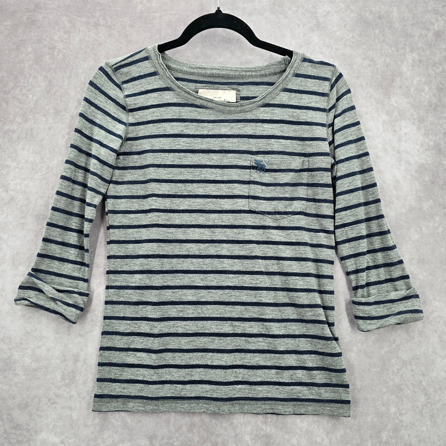 Abercrombie & Fitch Gray Blue Stripe Cotton Casual Blouse Top Extra Small XS
