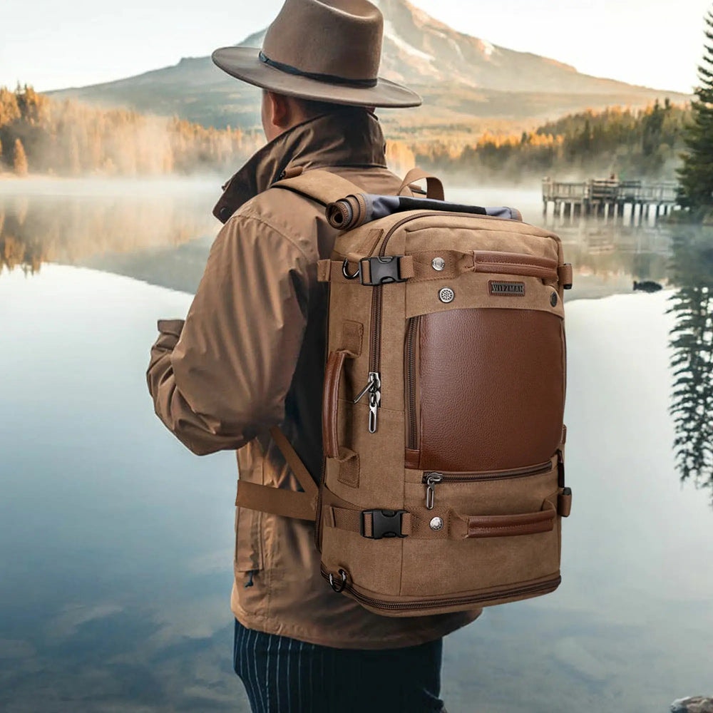 Witzman Brown Convertible Travel Leather Canvas Duffle Large A2020-2 Backpack