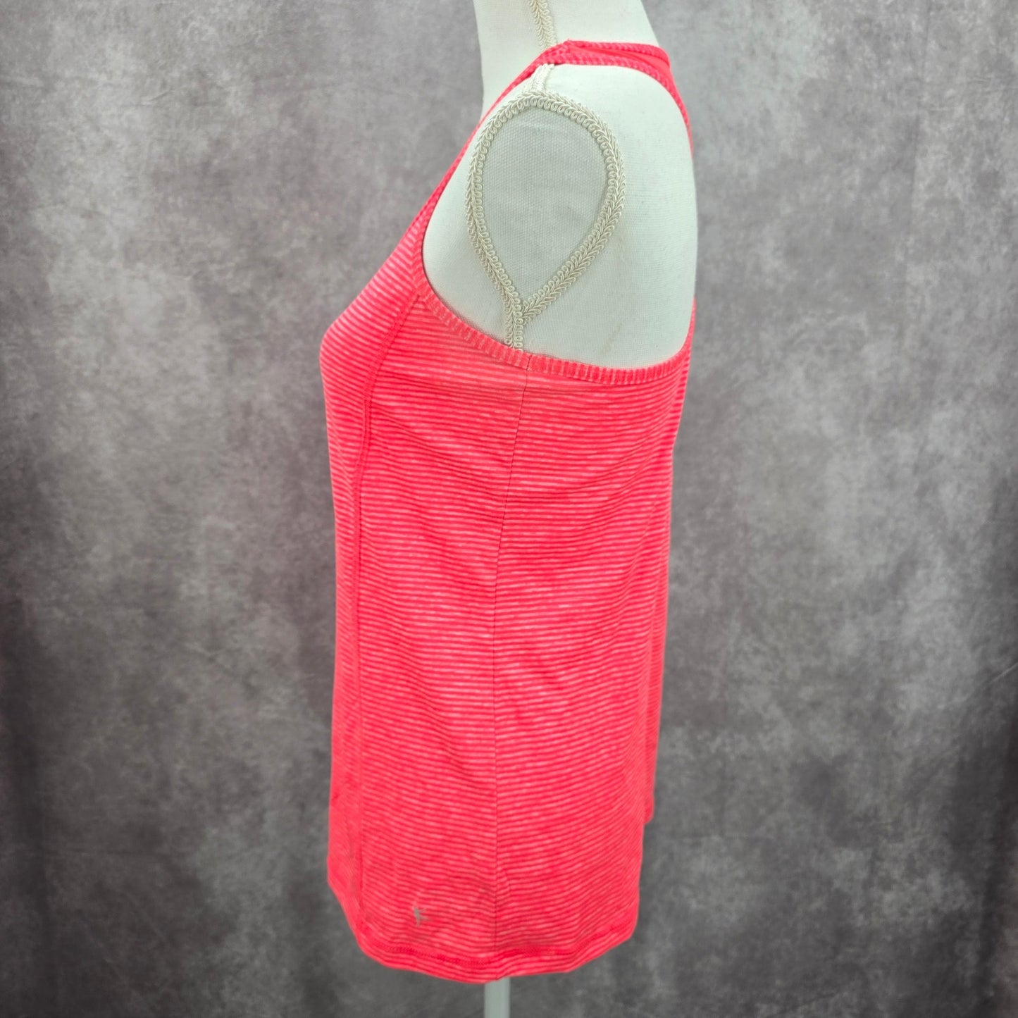 Danskin Now Pink Semi Fitted Stripe Activewear Racerback Tank Top Small