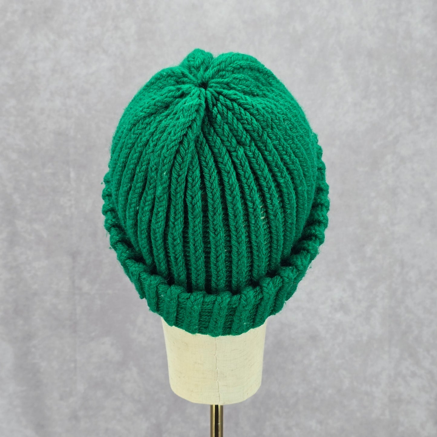 Green Crochet Knit Bucket Cap Hat Fun Vintage Y2K Funky Beanie