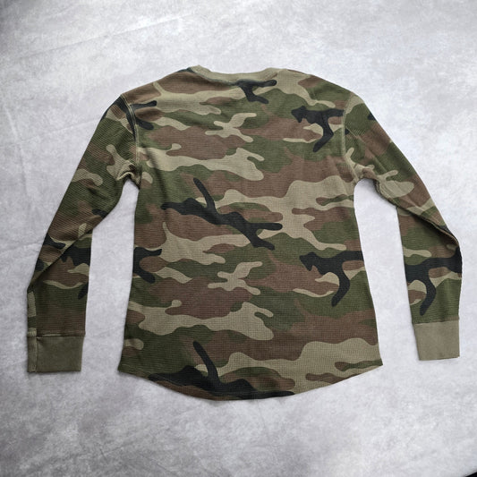 Time and Tru Green Camo Long Sleeve Blouse Top Shirt Sweater Medium 8/10