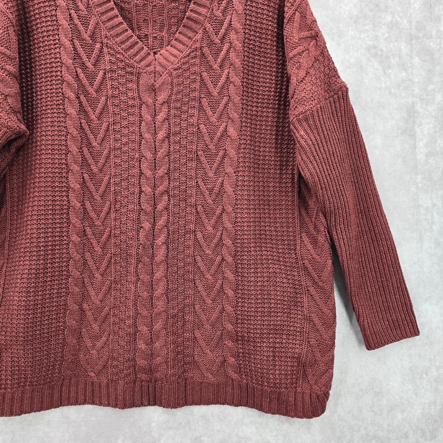 Natural Reflection Red Pullover Knit Long Sleeve Cardigan Sweater Medium
